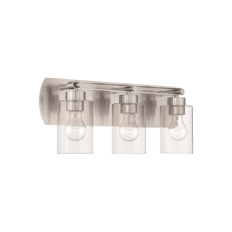 Craftmade Hendrix 3 Light Vanity, Brushed Polished Nickel/Clear