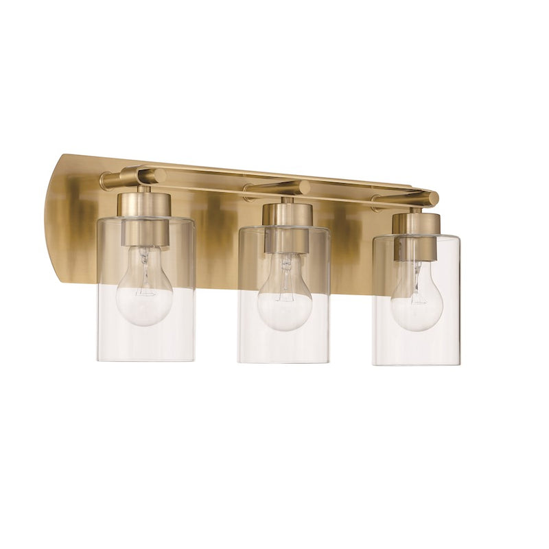 Craftmade Hendrix 3 Light Vanity, Satin Brass/Clear