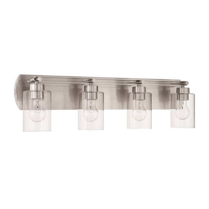 Craftmade Hendrix 4 Light Vanity, Brushed Polished Nickel/Clear
