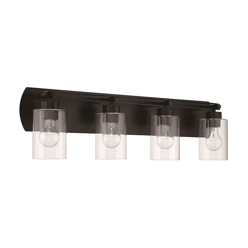 Craftmade Hendrix 4 Light Vanity, Flat Black/Clear