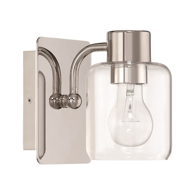 Craftmade Rori 1 Light Wall Sconce, Polished Nickel/Clear