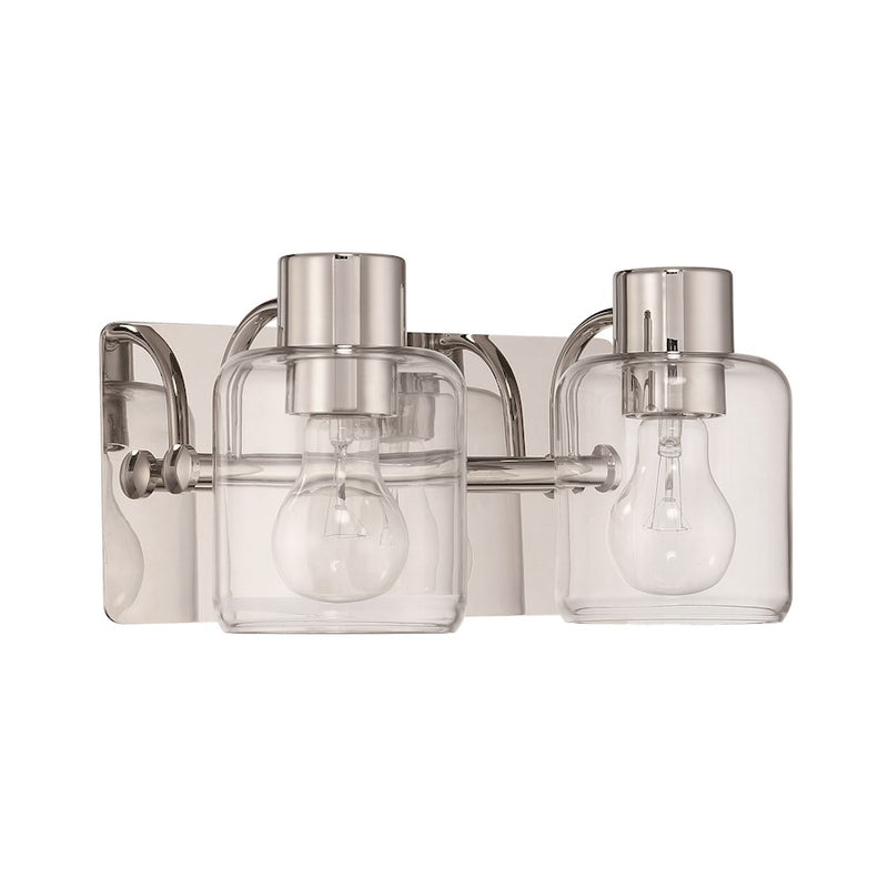Craftmade Rori 2 Light Vanity, Polished Nickel/Clear