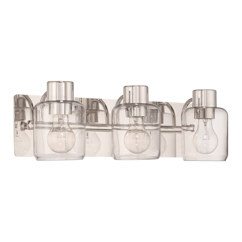 Craftmade Rori 3 Light Vanity, Polished Nickel/Clear