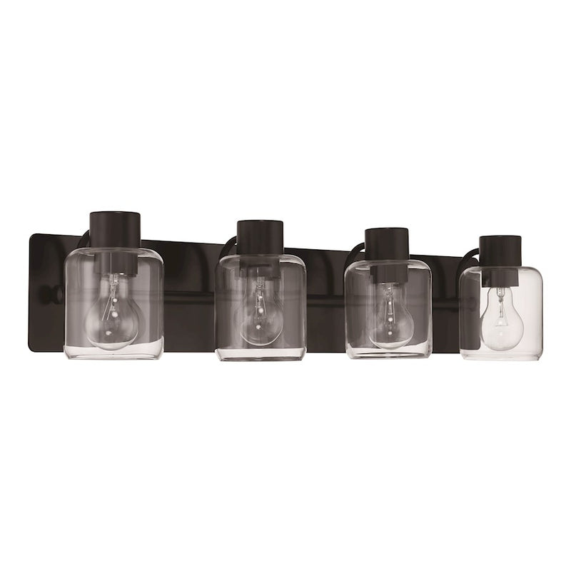 Craftmade Rori 4 Light Vanity, Flat Black/Clear
