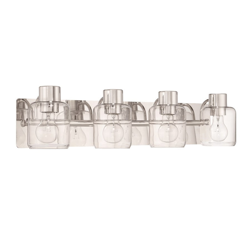 Craftmade Rori 4 Light Vanity, Polished Nickel/Clear