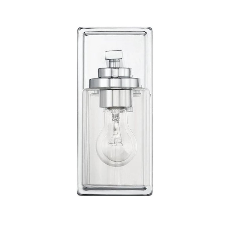Craftmade Clark 1 Light Wall Sconce, Chrome/Clear