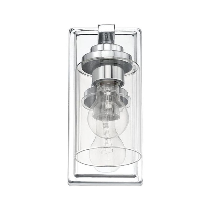 Craftmade Clark 1 Light Wall Sconce, Chrome/Clear