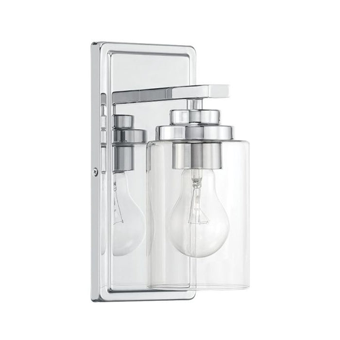 Craftmade Clark 1 Light Wall Sconce, Chrome/Clear