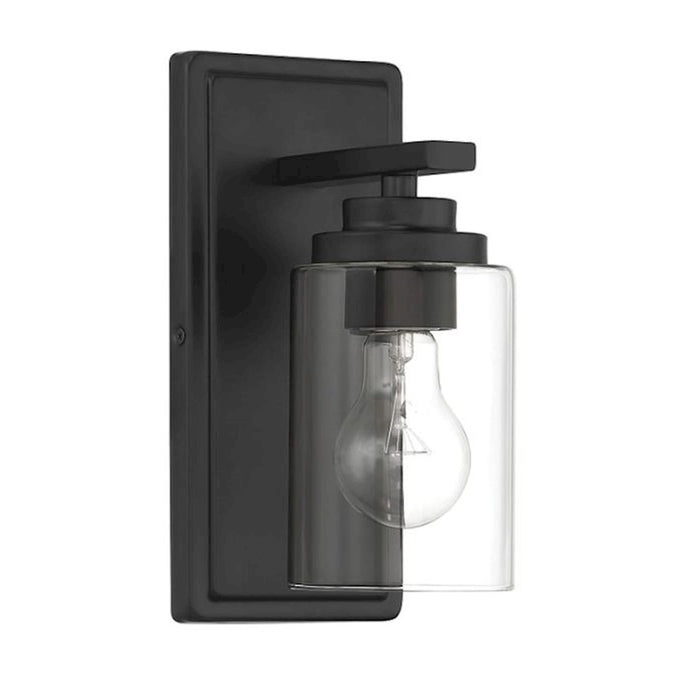 Craftmade Clark 1 Light Wall Sconce, Black/Clear