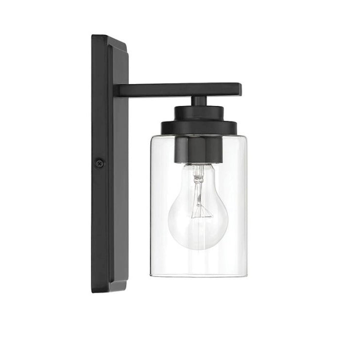Craftmade Clark 1 Light Wall Sconce, Black/Clear
