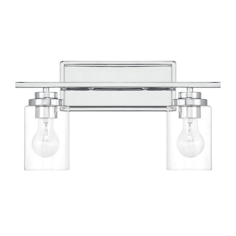 Craftmade Clark 2 Light Vanity, Chrome/Clear
