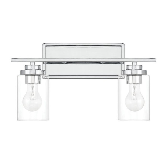 Craftmade Clark 2 Light Vanity, Chrome/Clear - 20417CH2
