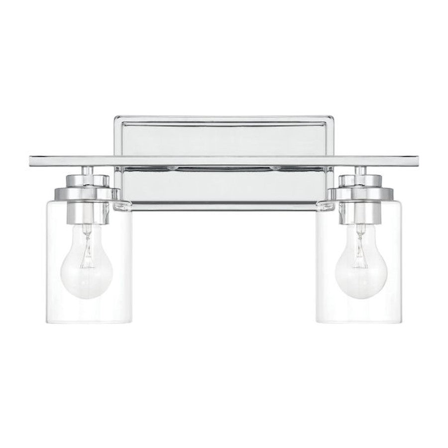 Craftmade Clark 2 Light Vanity, Chrome/Clear - 20417CH2