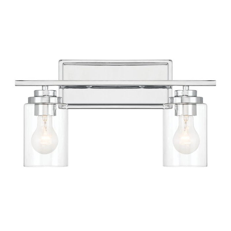 Craftmade Clark 2 Light Vanity, Chrome/Clear