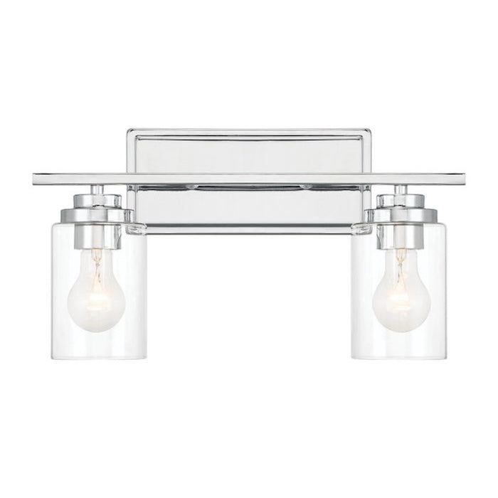Craftmade Clark 2 Light Vanity, Chrome/Clear