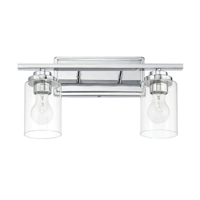 Craftmade Clark 2 Light Vanity, Chrome/Clear