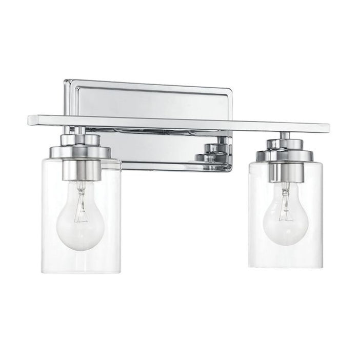Craftmade Clark 2 Light Vanity, Chrome/Clear