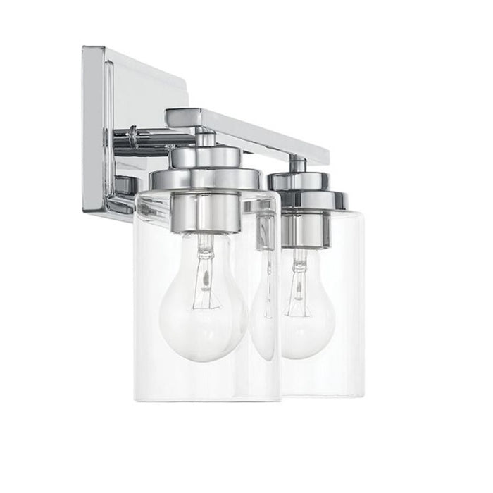 Craftmade Clark 2 Light Vanity, Chrome/Clear
