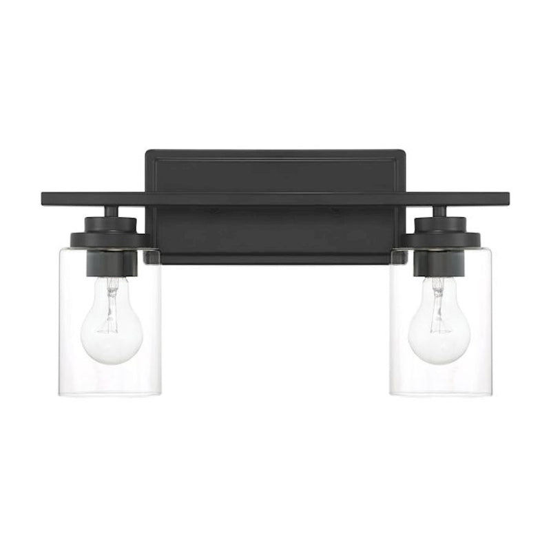 Craftmade Clark 2 Light Vanity, Black/Clear