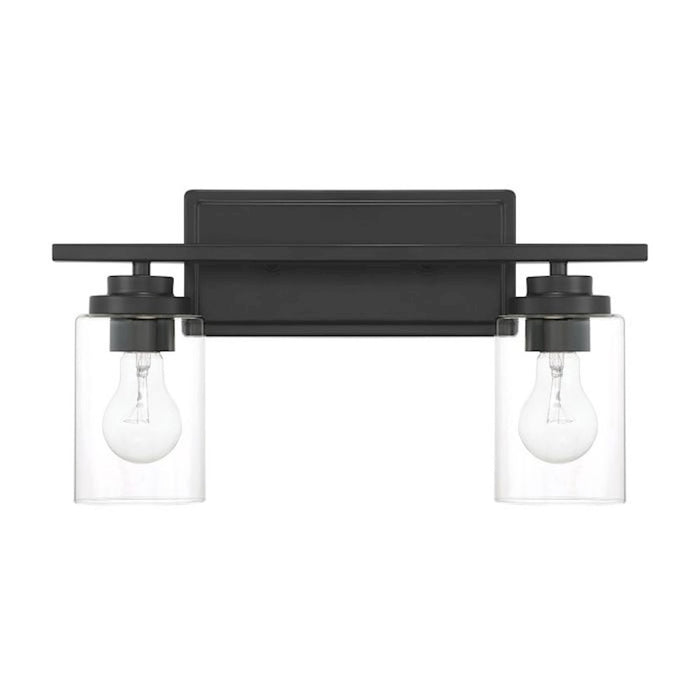 Craftmade Clark 2 Light Vanity, Black/Clear - 20417FB2