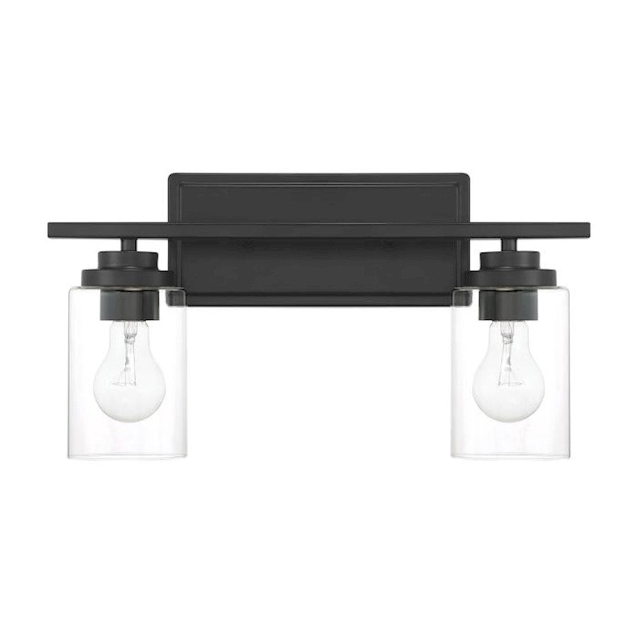 Craftmade Clark 2 Light Vanity, Black/Clear - 20417FB2
