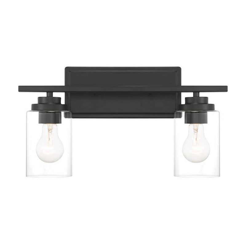 Craftmade Clark 2 Light Vanity, Black/Clear
