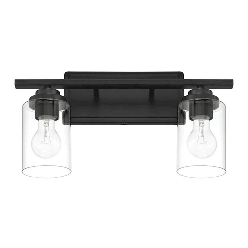 Craftmade Clark 2 Light Vanity, Black/Clear