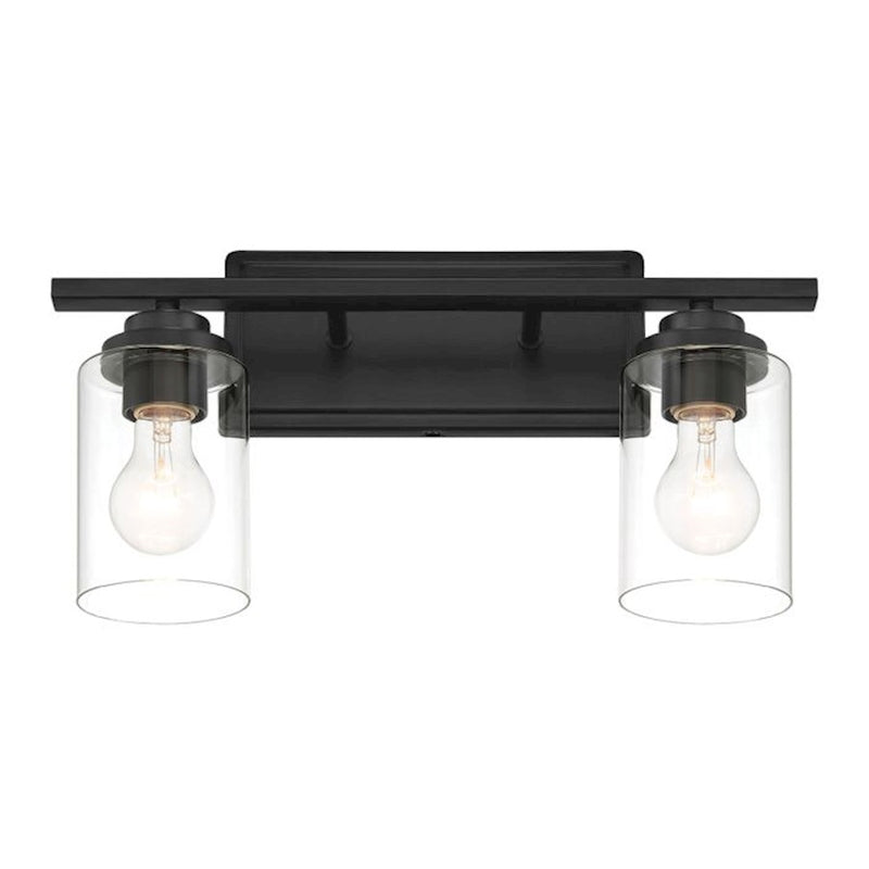 Craftmade Clark 2 Light Vanity, Black/Clear