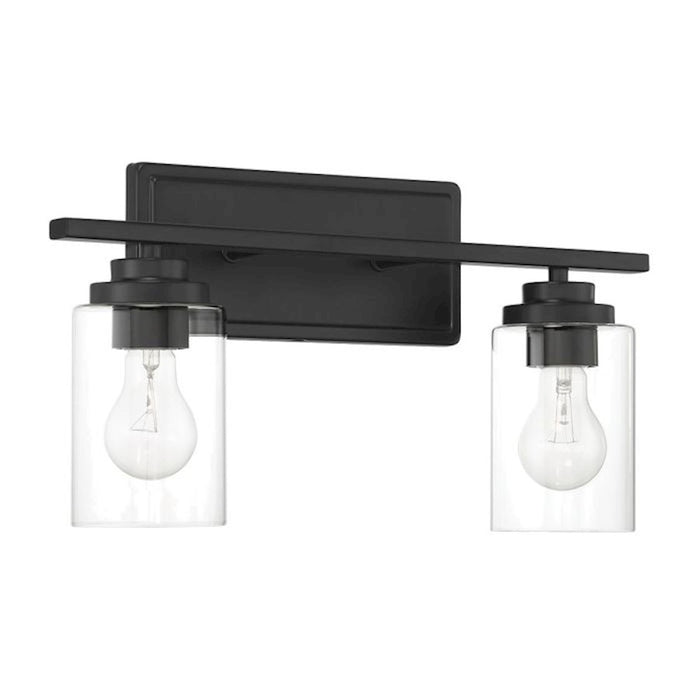 Craftmade Clark 2 Light Vanity, Black/Clear