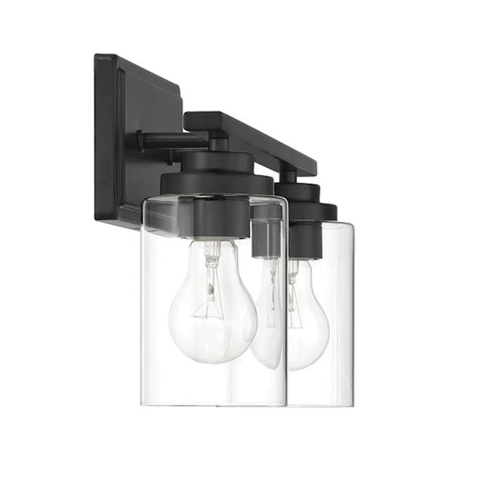 Craftmade Clark 2 Light Vanity, Black/Clear