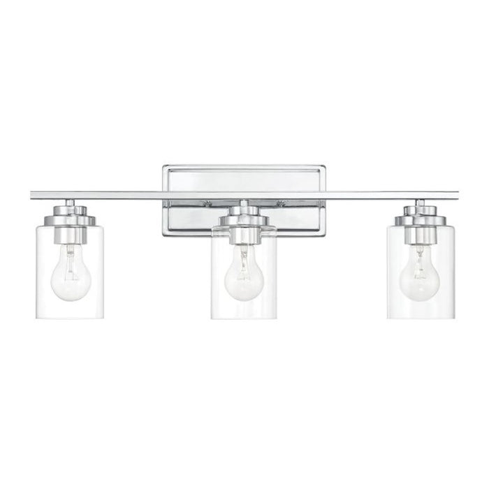 Craftmade Clark 3 Light Vanity, Chrome/Clear - 20425CH3