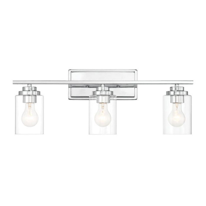 Craftmade Clark 3 Light Vanity, Chrome/Clear