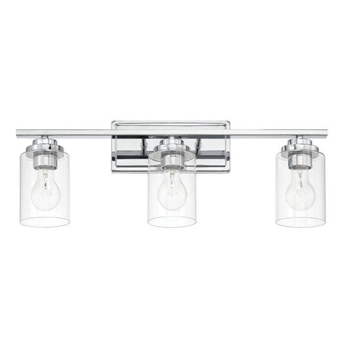 Craftmade Clark 3 Light Vanity, Chrome/Clear