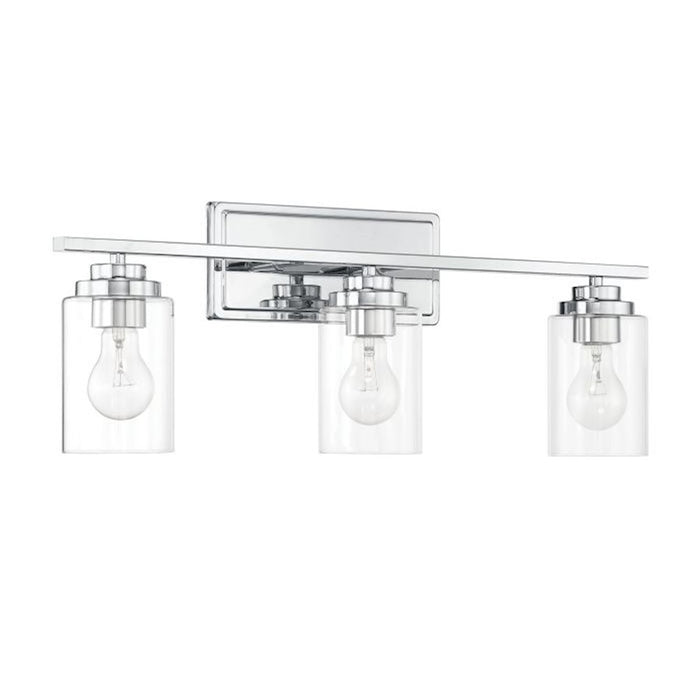 Craftmade Clark 3 Light Vanity, Chrome/Clear