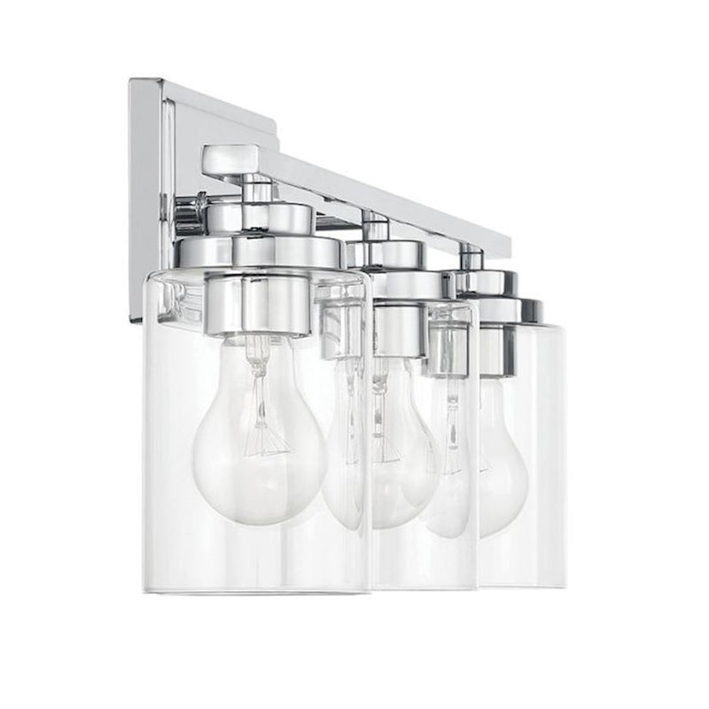 Craftmade Clark 3 Light Vanity, Chrome/Clear
