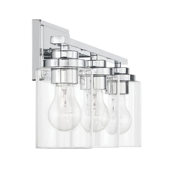 Craftmade Clark 3 Light Vanity, Chrome/Clear