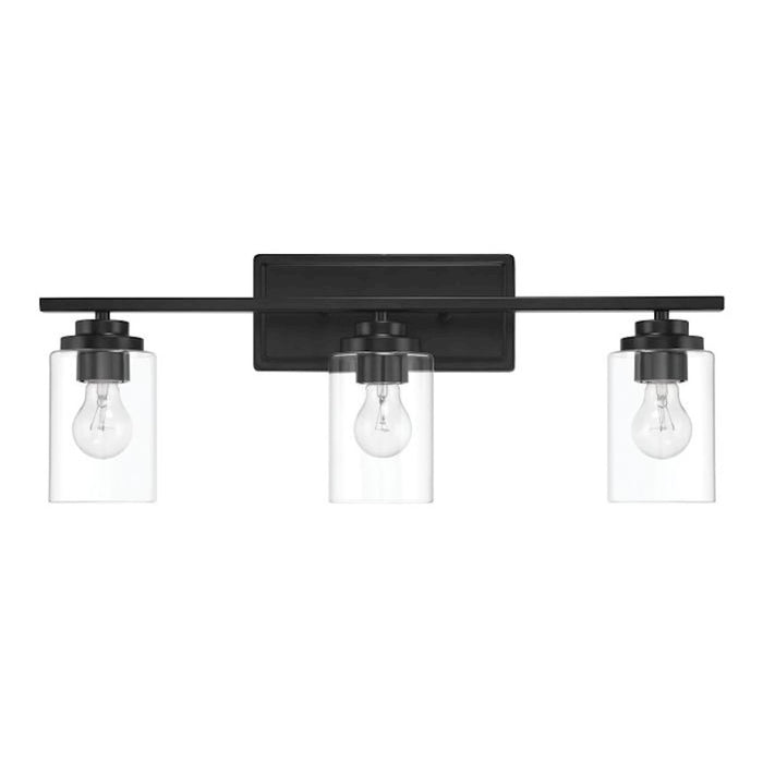 Craftmade Clark 3 Light Vanity, Black/Clear - 20425FB3