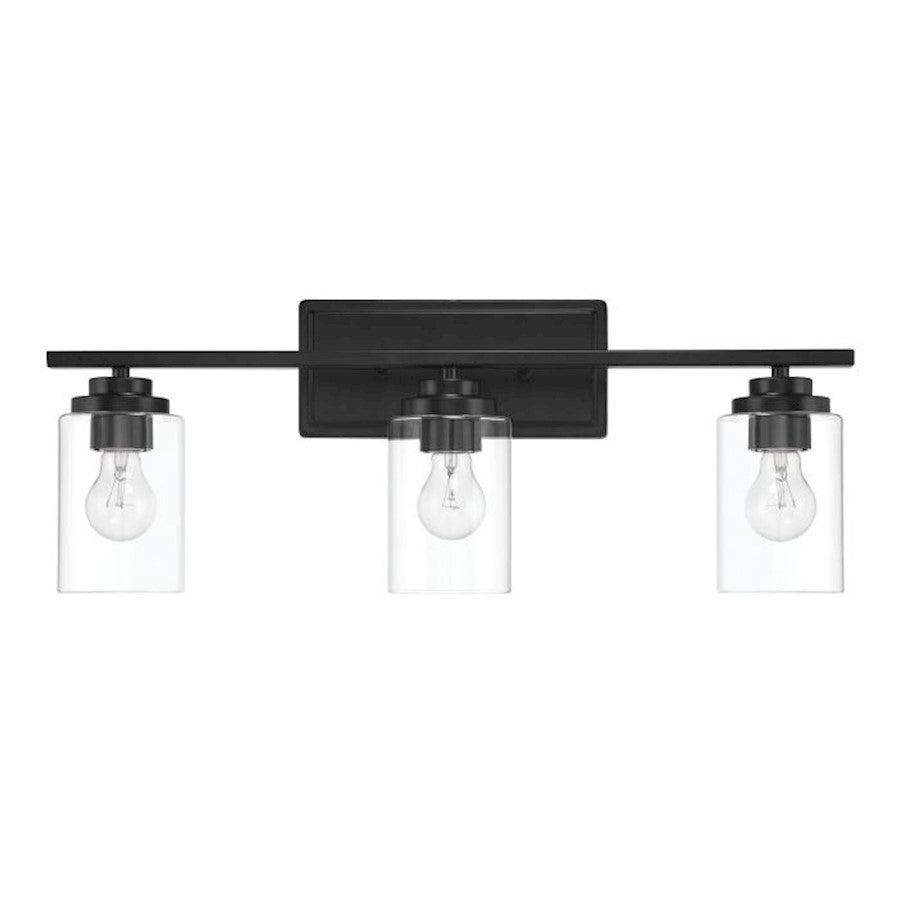Craftmade Clark 3 Light Vanity, Black/Clear - 20425FB3