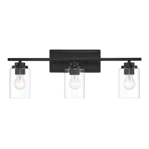Craftmade Clark 3 Light Vanity, Black/Clear