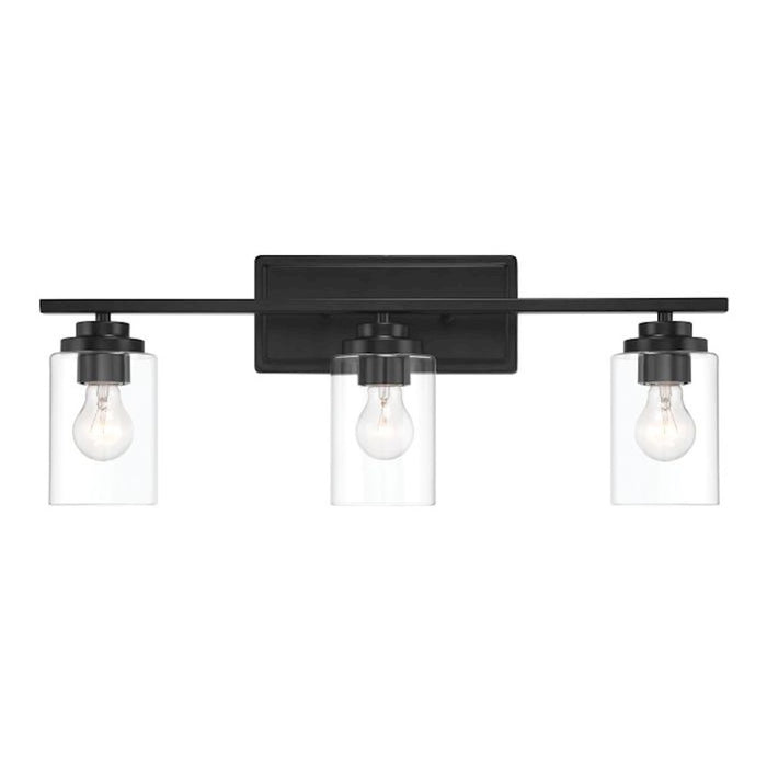 Craftmade Clark 3 Light Vanity, Black/Clear
