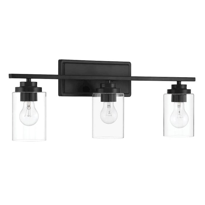 Craftmade Clark 3 Light Vanity, Black/Clear