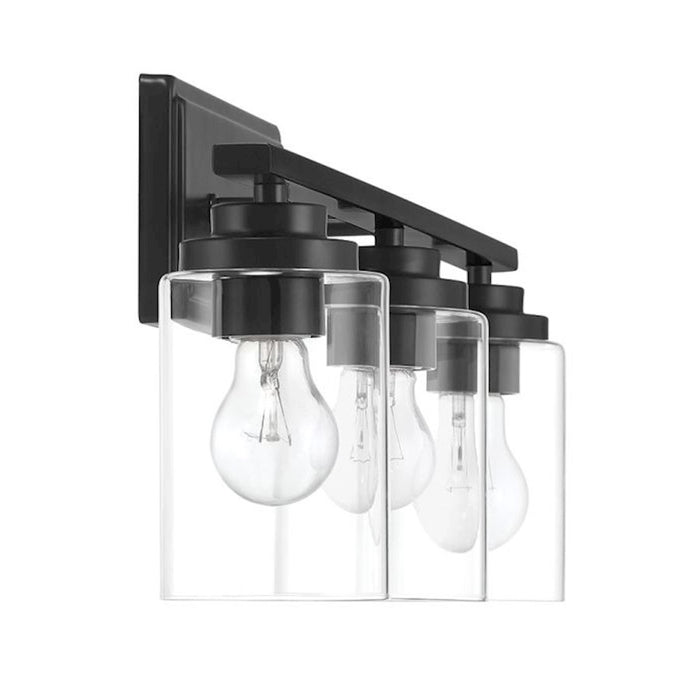 Craftmade Clark 3 Light Vanity, Black/Clear