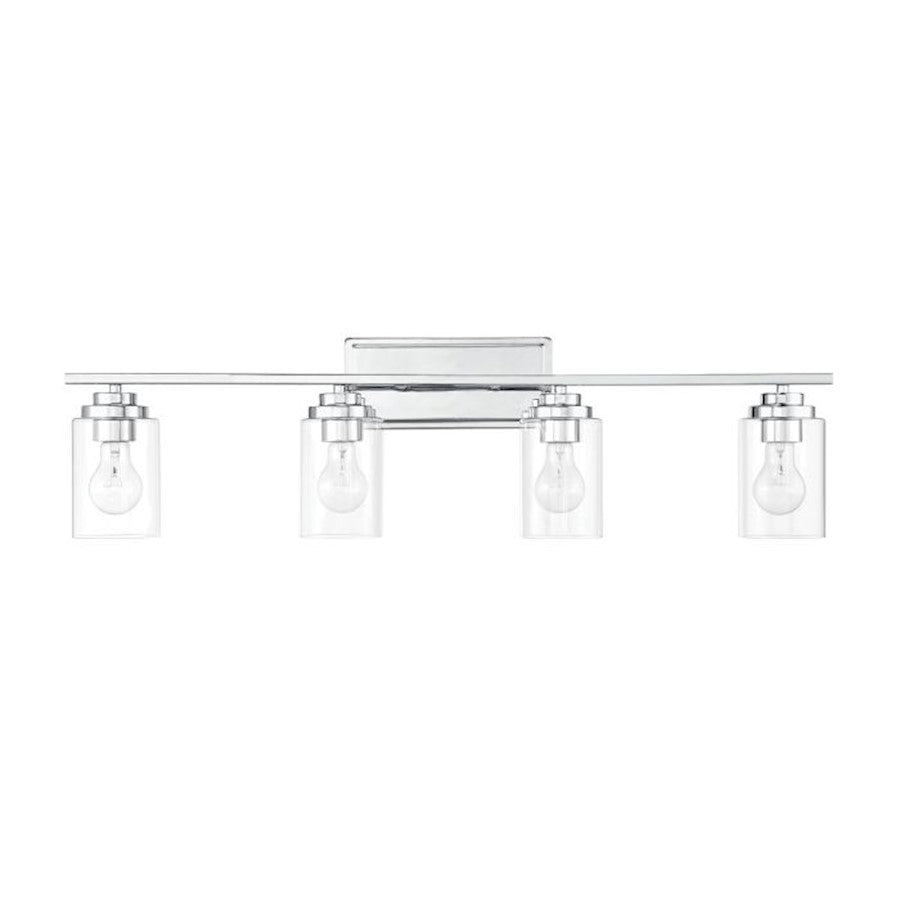 Craftmade Clark 4 Light Vanity, Chrome/Clear - 20435CH4