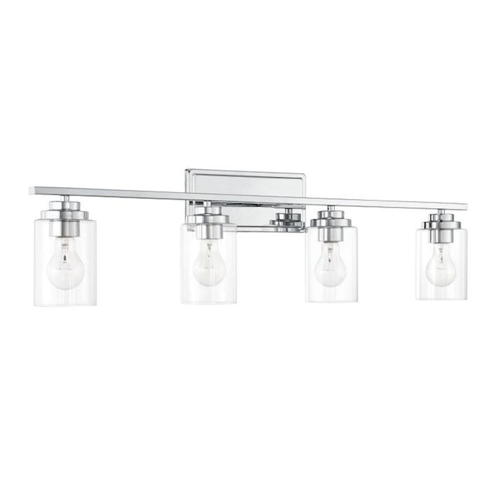 Craftmade Clark 4 Light Vanity, Chrome/Clear