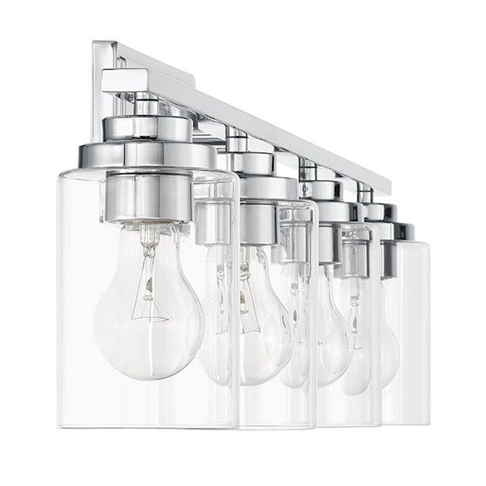 Craftmade Clark 4 Light Vanity, Chrome/Clear
