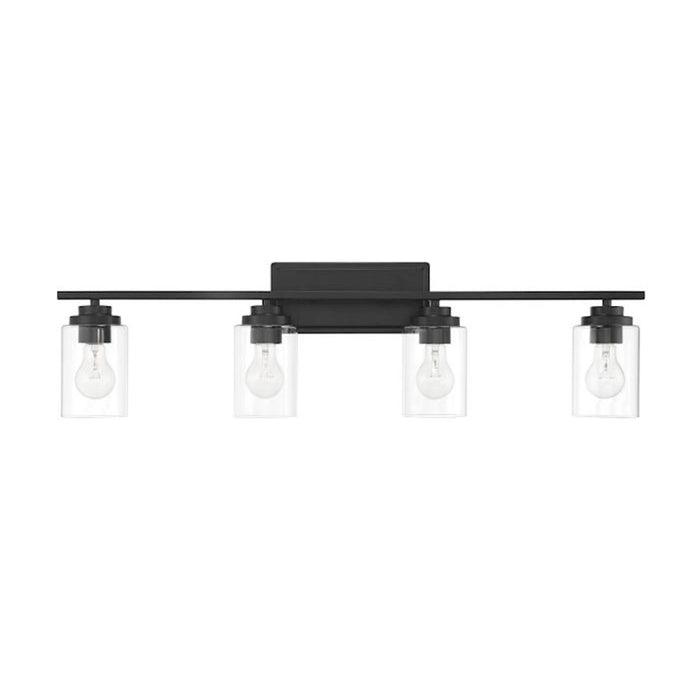 Craftmade Clark 4 Light Vanity, Black/Clear - 20435FB4