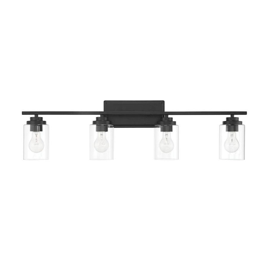 Craftmade Clark 4 Light Vanity, Black/Clear - 20435FB4