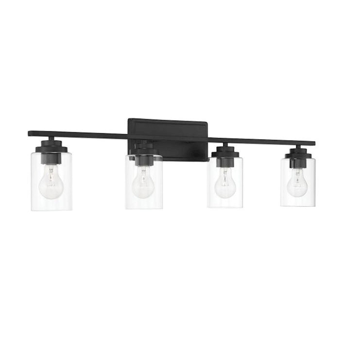 Craftmade Clark 4 Light Vanity, Black/Clear