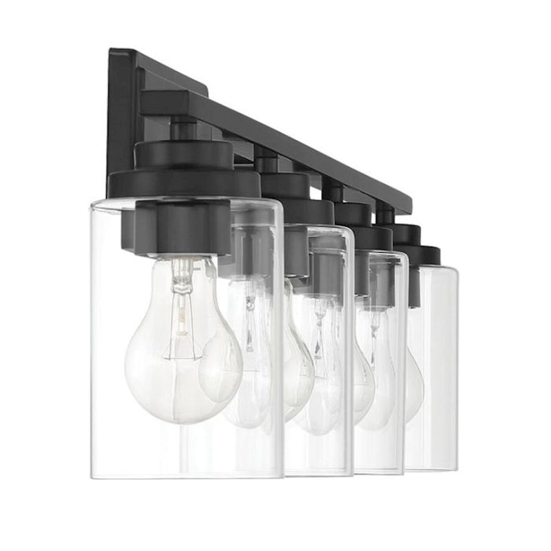 Craftmade Clark 4 Light Vanity, Black/Clear