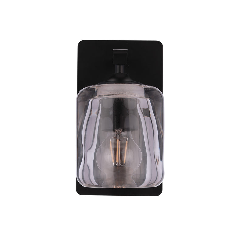 Craftmade Andie 1 Light Wall Sconce, Flat Black/Clear